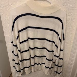 Blue and white striped sweater